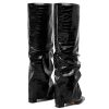 41i2mQW2j6L.jpg Womens Knee High Boots Wide Calf Chunky High Heel Boots Fashion Fold Over Boot Pointed Toe Winter Fall Tall Boots for Women Pull