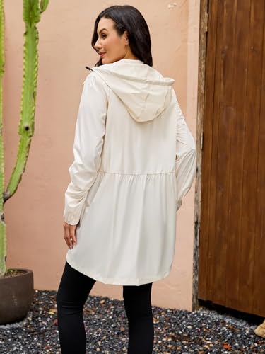 lightweight Rain Coat For Women Hooded Long Windbreaker Jacket Waterproof Packable Raincoat with Pockets S-XXL