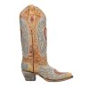 CORRAL LADIE'S SAND HEART & WINGS OVERLAY & EMBROIDERY & STUDS, SNIP TOE, LEATHER SOLE, WESTERN, A4235