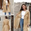 Women’s Wool Blend Trench Coat Slim Double Breasted Notch Lapel Pea Coat Thick A Line Jacket with Pockets(S-XXL)