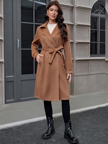 41jQRCq9oHL.jpg Women's Winter Faux Suede Long Trench Coat Casual Double-Breasted Notch Lapel Overcoat Outerwear