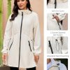 lightweight Rain Coat For Women Hooded Long Windbreaker Jacket Waterproof Packable Raincoat with Pockets S-XXL