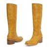 41mByvIzNSL.jpg Womens Banana Knee High Boots Square Toe Comfortable Campus Boots Block Heel Riding Boots Wide Calf Long Tall Boots