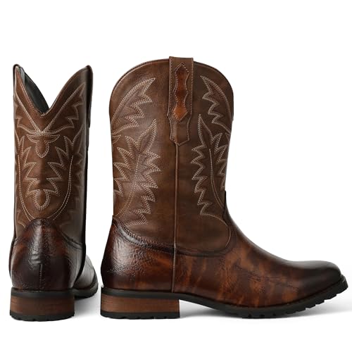 41mN357FpdL.jpg Mens Brown Cowboy Western Working Round Toe Pull On Cowgirl Boots