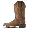 41mZqPbvfrL.jpg Womens Hybrid Rancher Stretchfit Embroidered Square Toe Casual Boots Mid Calf Low Heel 1-2" - Brown