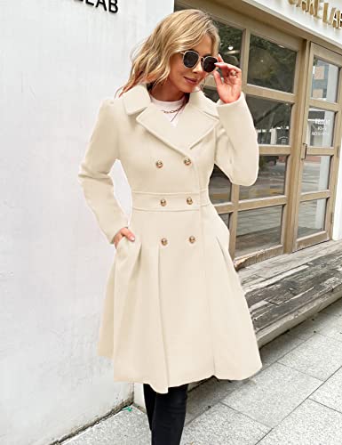 41myEX-yOvL.jpg 2024 Women's Fashion Trench Coat Notch Lapel Double Breasted Thick A Line Pea Coats Jacket with Pockets(S-2XL)