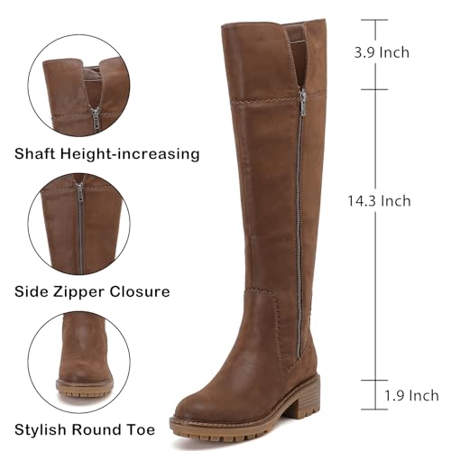 41nAGiOab8L.jpg Women's Knee High Boots Stylish Comfort Round Toe Tall Riding Combat Boot Classic Fashion Fall Winter Boots for Women.