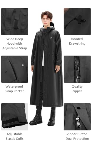 41nkMtaKKiL.jpg Lightweight Long Rain Coat for Women, Waterproof Raincoat with Hood, Packable Rain Jacket Windbreaker, Storage Bag