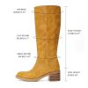 41nknsv9VvL.jpg Womens Banana Knee High Boots Square Toe Comfortable Campus Boots Block Heel Riding Boots Wide Calf Long Tall Boots