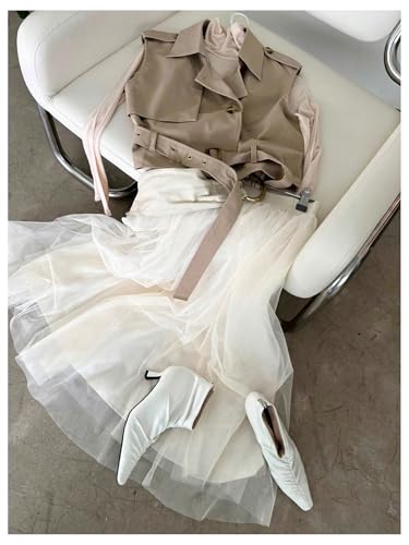 41p3hvirfjL.jpg Women's Sleeveless Cropped Trench Coat with Belted Lapel Collar Vest Coat