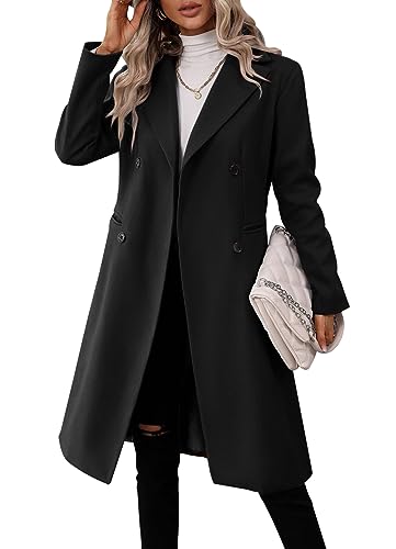41p5zEaLj2L.jpg Womens Long Double Breasted Coats Lapel Collar Pea Coat Winter Slim Fit Jackets Trench Coat Outwear