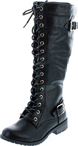 41pOGtjqWKL.jpg Mango 27 Womens Knee High Buckle Riding Boots