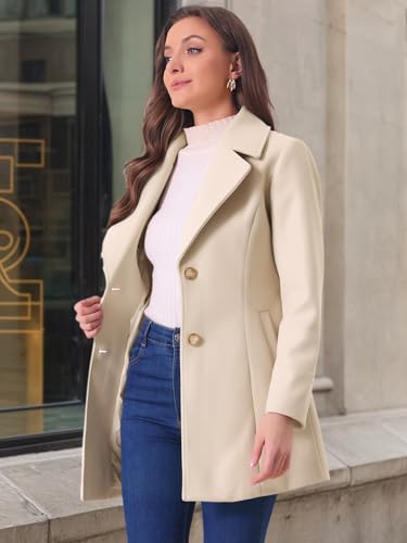 Women's Elegant Overcoat Notched Shawl Collar Single Breasted Outerwear Winter Long Coat
