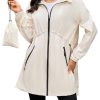 lightweight Rain Coat For Women Hooded Long Windbreaker Jacket Waterproof Packable Raincoat with Pockets S-XXL