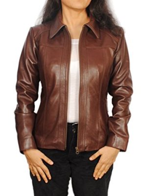 Women's Lambskin Leather Short Peacoat Jacket