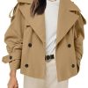 41rciWeHSML.jpg Womens Cropped Trench Coat Casual Double Breasted Short Jacket Fall Fashion Outerwear with Belt