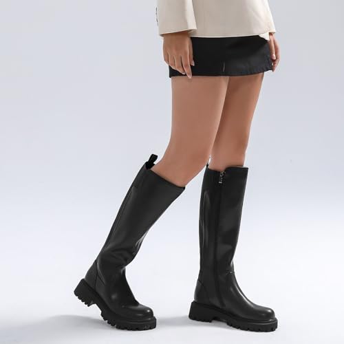 41rhh3mLKOL.jpg Women's Knee High Boots Fashion Platform Lug Sole Tall Riding Boots Comfortable Stretch Calf Dress Long Boots