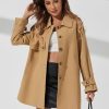 Women's Trench Coat Breasted Classic Lapel Overcoat Outerwear Coat Spring and Autumn loose Casual coat