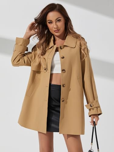 Women's Trench Coat Breasted Classic Lapel Overcoat Outerwear Coat Spring and Autumn loose Casual coat