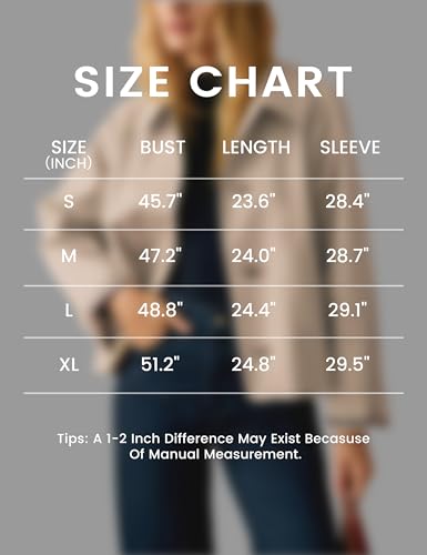 41ttJUspHfL.jpg Womens Cropped Trench Coat Classic Collar Oversized Casual Jackets with Checkered Lining