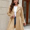 Women’s Wool Blend Trench Coat Slim Double Breasted Notch Lapel Pea Coat Thick A Line Jacket with Pockets(S-XXL)