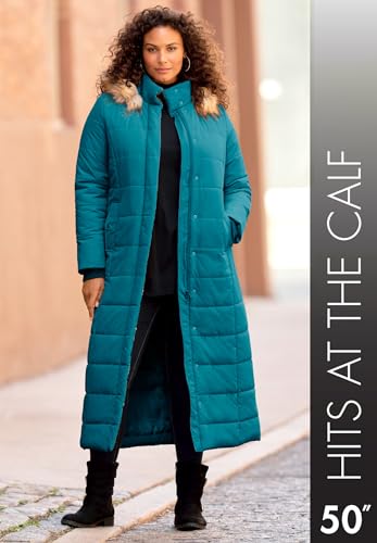 41umJlQFFEL.jpg Women's Plus Size Maxi Length Quilted Puffer Jacket