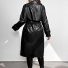41umV2bg5YL.jpg Women's Trench Coat Plus Size Faux Leather Long Classic Motorcycle Jacket Lapel Belted Overcoat