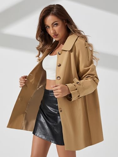 Women's Trench Coat Breasted Classic Lapel Overcoat Outerwear Coat Spring and Autumn loose Casual coat