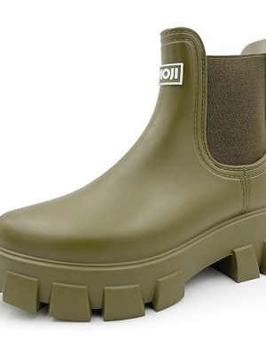Unisex Ankle Chelsea Rain Platform Rubber Waterproof Boots 917