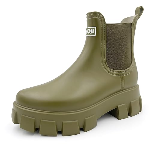 Unisex Ankle Chelsea Rain Platform Rubber Waterproof Boots 917