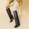 41xCsVnMWHL.jpg Knee High Boots Women Fold Over Knee High Boots Chunky High Heels Long Boots Zipper Pointed Toe Dress Tall Boots for Women