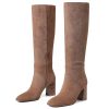 41xJHkJyTlL.jpg Knee High Boots Women Fall Winter Faux Suede Square Toe Chunky Block Heel Wide Calf Boots Fashion Side Zipper Long Boot
