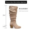 Women's Extra Wide Calf Slouchy Knee High Boots, Wide Width Knee-High Boots Low Stacked Heel Side Zipper Winter Fall Tall Boots.