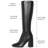 41ykvJmdH7L.jpg Women's Knee High Boots Faux Leather Square To Tall Boots Fashion Chunky Block Heel Long Boots with Side Zip