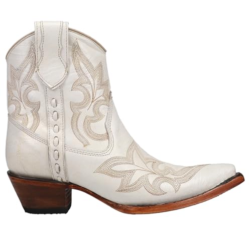 Women's Embroidery & Zipper Ankle Boots | Snip Toe Low Heel Cowhide Leather Western Cowboy Boots for Women
