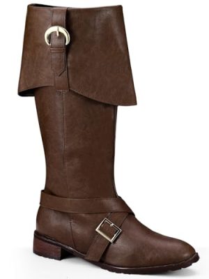 Pirate Boots Men Medieval Renaissance Boots Halloween Costume Caribbean Leather Long Shoes Women Riding Cosplay