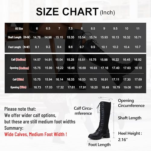 Women's 953 Lace Platform Combat Knee High Boots with Comfort Chunky Heel