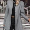 Women's Stand Collar Single Breasted Pea Coat Casual Wool Blend Mid Long Trench Coat Winter Jackets