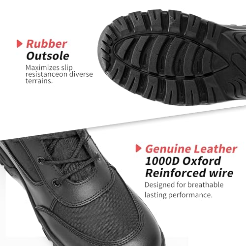 Men's 8 Inches Military Tactical Work Boot With Side Zipper - Lightweight Army Combat Desert Boot for Outdoor Use