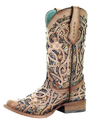Corral Boot Company Womens Bone Inlay Studded Boot