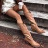 51MV7KRqw9L.jpg Cowboy Boots for Women Cowgirl Boots Embroidered Knee-High Western Boots Pointy Toe with Chunky Heel