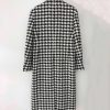 Women's Winter Houndstooth Double Breasted Trench Coat Notch Lapel Wool Blend Warm Quilted Lined Long Overcoat