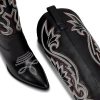 Womens Cowboy Knee High Boots Cowgirl Boots Western Boots with Embroidered Pointed Toe Chunky Heel Slip on Retro Tall Boots