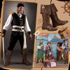 Pirate Boots Men Medieval Renaissance Boots Halloween Costume Caribbean Leather Long Shoes Women Riding Cosplay