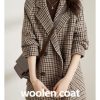 51QJWQKe5EL.jpg Womens Notched Lapel Pea Coat Double Breasted Blazer Jackets Houndstooth Woolen Blend Overcoat with Pockets