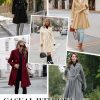 Women’s Wool Blend Trench Coat Slim Double Breasted Notch Lapel Pea Coat Thick A Line Jacket with Pockets(S-XXL)