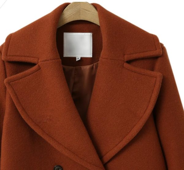 Women's Wool Blend Double Breasted Pea Coat Notched Lapel Mid Long Trench Overcoat with Pockets