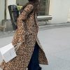 51cG-Jz5xuL.jpg Womens Leopard Long Wool Trench Coat Notched Lapel Double Breasted Pea Coat Winter Warm Overcoat