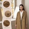 Women's Double Sided Blended Long Wool Pea Coat,Notch Lapel Overcoat Wool Jacket Long Trench Wool Dress Coat,Brown