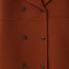 Women's Wool Blend Double Breasted Pea Coat Notched Lapel Mid Long Trench Overcoat with Pockets